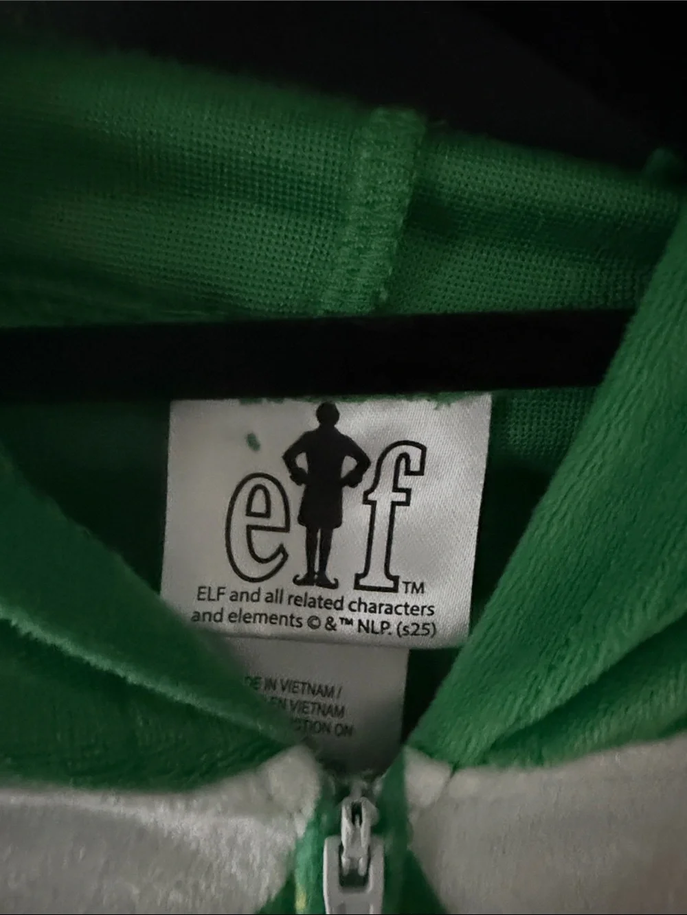 ELF Green and Yellow Hooded Elf Jumpsuit Costume with Printed Belt NWOT